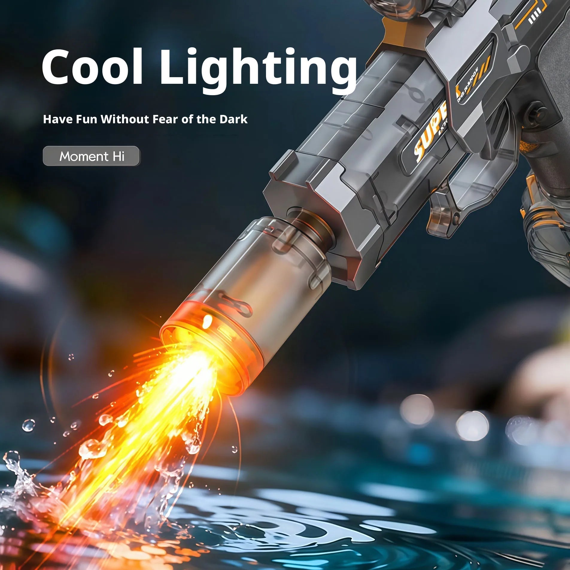 Electric Water Gun Absorb Water Continuous Shooting, Lights with Auto Sensor Water Gun, Summer Outdoor Beach Pool Toy for Kids