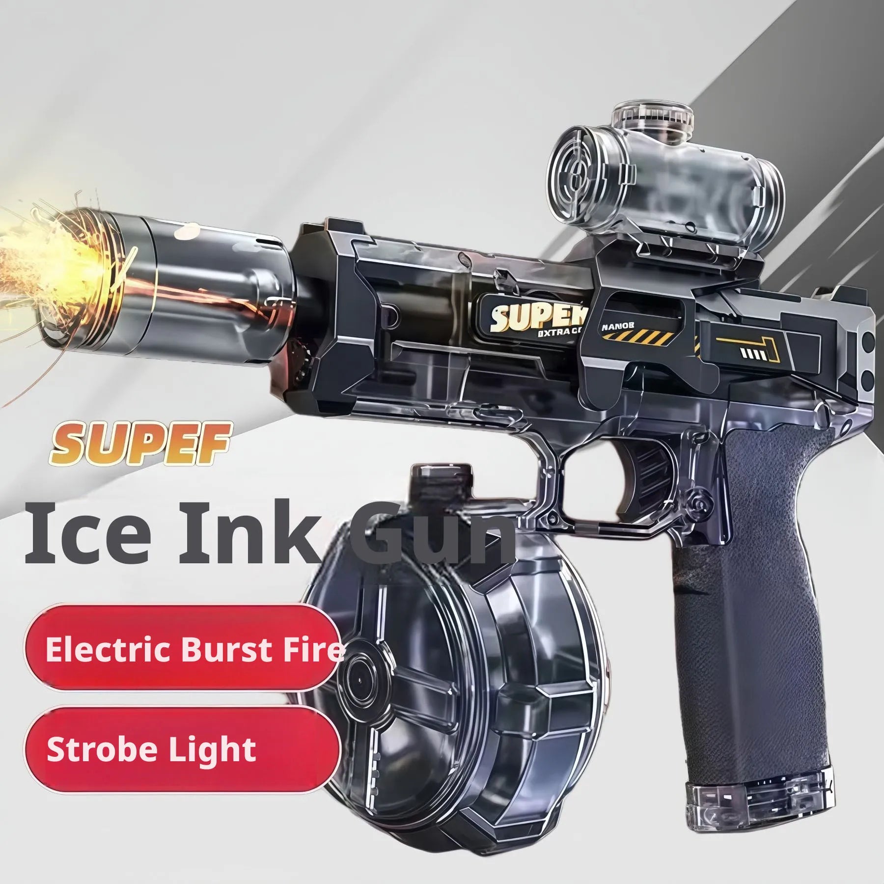 Electric Water Gun Absorb Water Continuous Shooting, Lights with Auto Sensor Water Gun, Summer Outdoor Beach Pool Toy for Kids