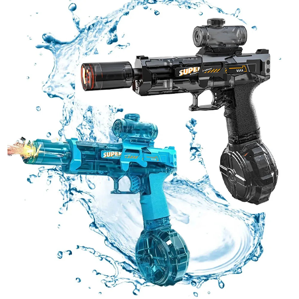 Electric Water Gun Absorb Water Continuous Shooting, Lights with Auto Sensor Water Gun, Summer Outdoor Beach Pool Toy for Kids