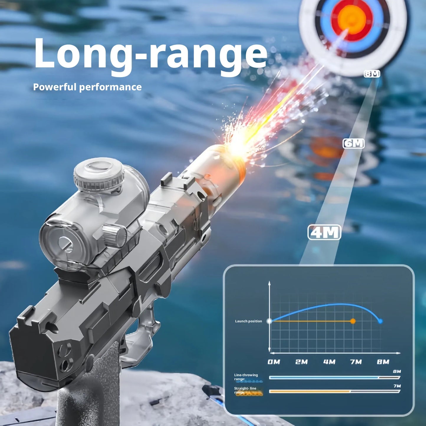 Electric Water Gun Absorb Water Continuous Shooting, Lights with Auto Sensor Water Gun, Summer Outdoor Beach Pool Toy for Kids