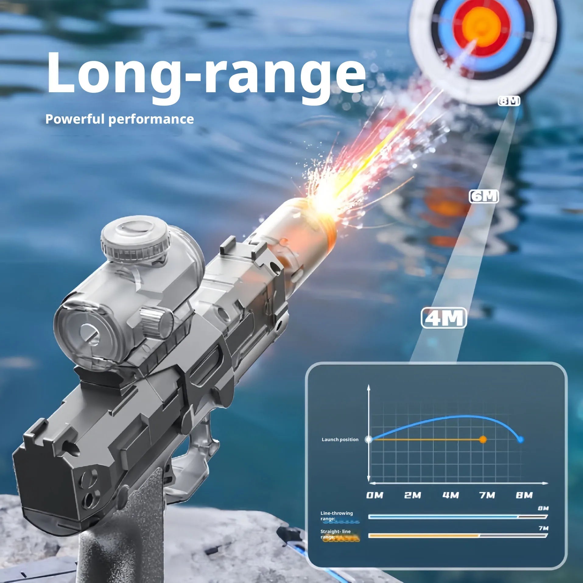 Electric Water Gun Absorb Water Continuous Shooting, Lights with Auto Sensor Water Gun, Summer Outdoor Beach Pool Toy for Kids